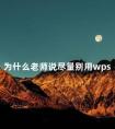 为什么老师说尽量别用wps