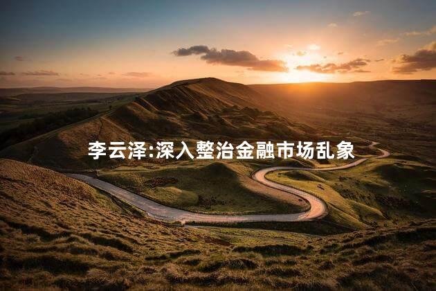李云泽:深入整治金融市场乱象