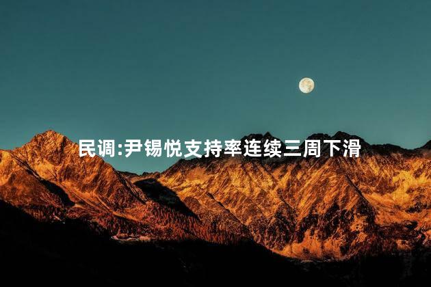 民调:尹锡悦支持率连续三周下滑