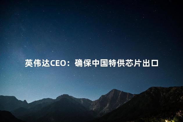 英伟达CEO：确保中国特供芯片出口